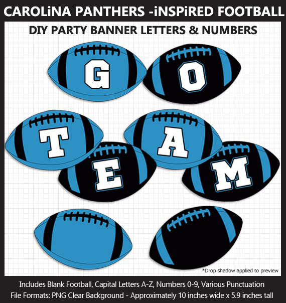 Printable Carolina Panthers-Inspired Football Party Banner Letters - DIY Panthers Party Banner