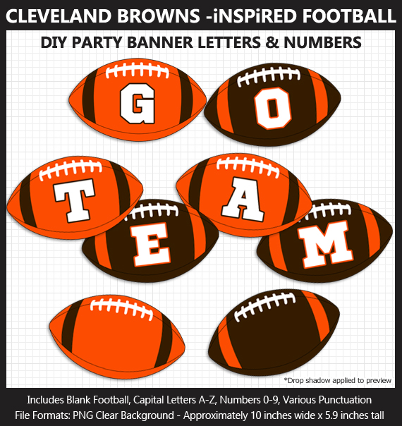 Printable Cleveland Browns-Inspired Football Party Banner Letters - DIY Browns Party Banner