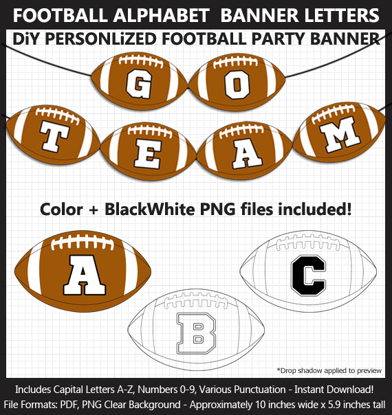 Printable Football Alphabet Banner Letters - DIY Football Party Banner