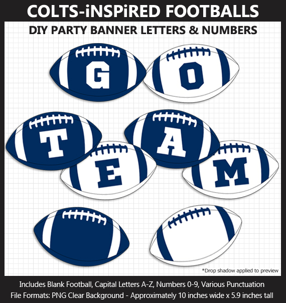 Printable Indianapolis Colts-Inspired Football Party Banner Letters - DIY Colts Party Banner