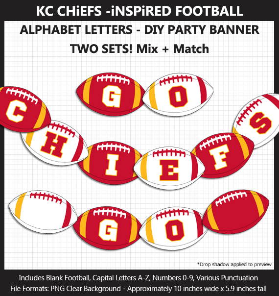 Printable Kansas City Chiefs-Inspired Football Party Banner Letters - DIY Chiefs Party Banner