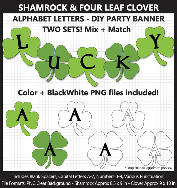 Shamrock Alphabet Banner Letters