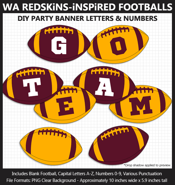 Printable Washington Redskins-Inspired Football Party Banner Letters - DIY Redskins Party Banner