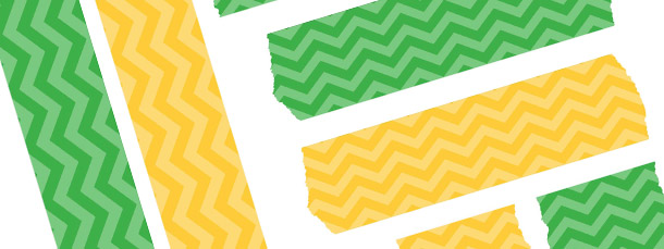 Free Printable Green and Mustard Yellow Chevron Washi Tape