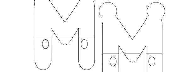 Mickey Mouse Style Letter M Template – Medium