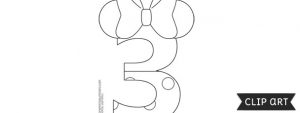 Minnie Mouse Style Number 3 Template – Clipart