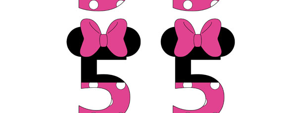 Minnie Mouse Style Number 5 Cut Out – Small