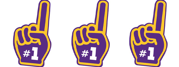 Purple and Gold Foam Finger Cut Out