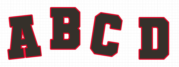 Red and Pewter Sports Jersey Letters