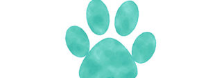 Turquoise Saturated Watercolor Paw Prints