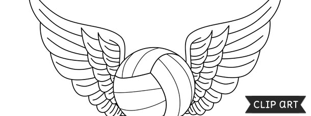 Volleyball With Wings Template – Clipart
