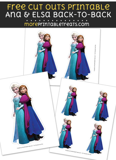 Free Ana and Elsa Back-to-Back Cut Out Printable with Dotted Lines - Frozen