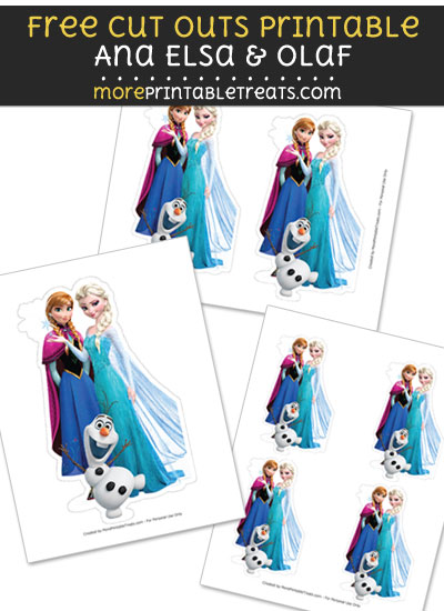 Free Ana Elsa and Olaf Cut Out Printable with Dotted Lines - Frozen