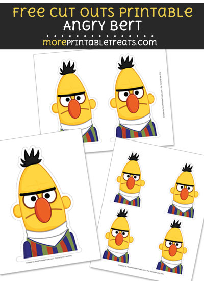 Free Angry Bert Cut Out Printable with Dotted Lines - Sesame Street