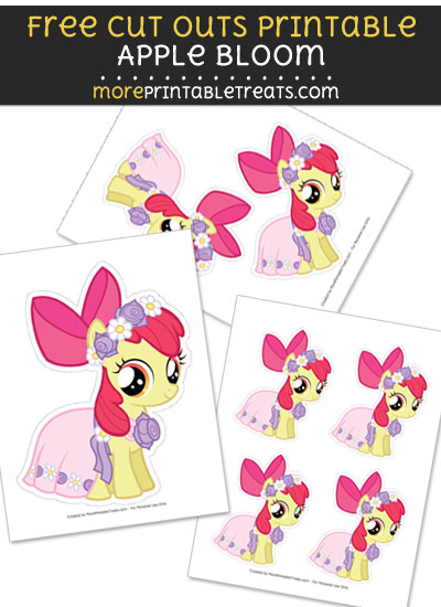 Free Apple Bloom Cut Out Printable with Dotted Lines - My Little Pony