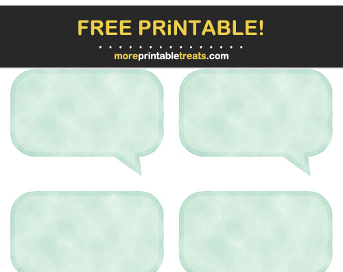 Free Printable Aquamarine Watercolor Rectangle Speech Bubble Labels