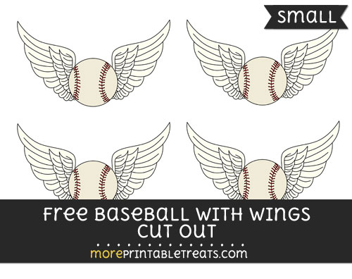 Free Baseball With Wings Cut Out - Small Size Printable
