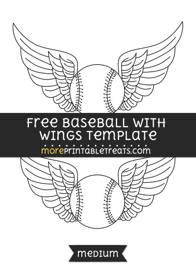 Free Baseball With Wings Template - Medium