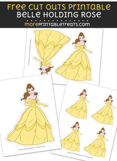 Free Belle Holding Rose Cut Out Printable with Dotted Lines - Beauty and the Beast