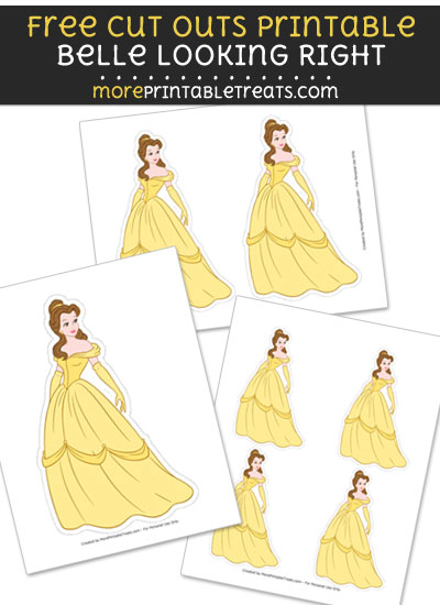 Free Belle Looking Right Cut Out Printable with Dotted Lines - Beauty and the Beast