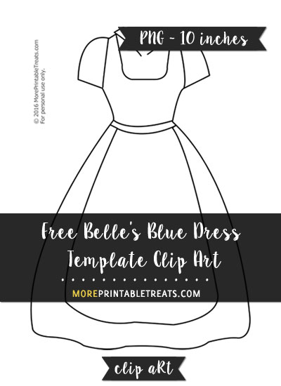 Free Belle's Blue Dress Template - Clipart
