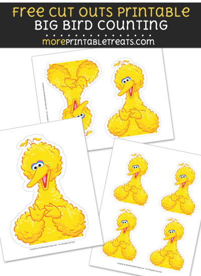Free Big Bird Counting Cut Out Printable with Dotted Lines - Sesame Street