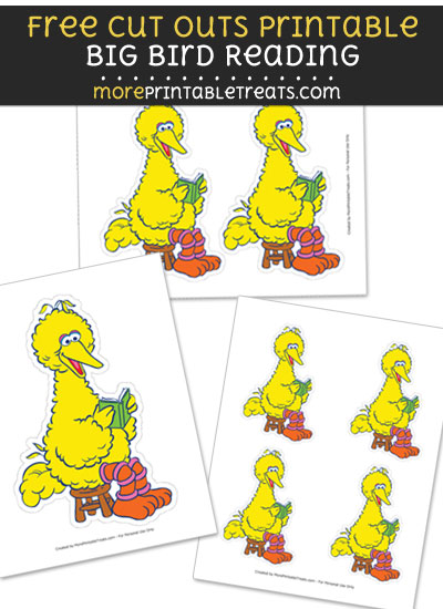 Free Big Bird Reading Cut Out Printable with Dotted Lines - Sesame Street