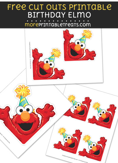 Free Birthday Elmo Cut Out Printable with Dotted Lines - Sesame Street