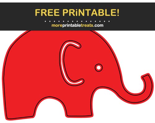 Free Printable Black-Outlined Red Baby Elephant Cut Out