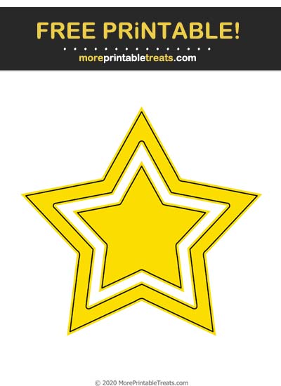 Free Printable Black-Outlined Yellow Double Star Cut Out