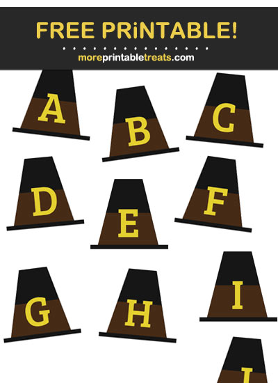 Free Printable Black Pilgrim Hat Alphabet - Letters, Numbers, Punctuation