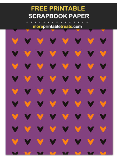 Free Printable Black, Purple, and Orange Hearts Scrapbook Paper