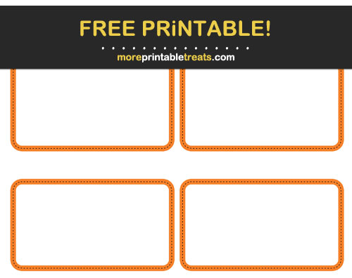 Free Printable Black-Stitched Orange-Bordered Rectangle Labels