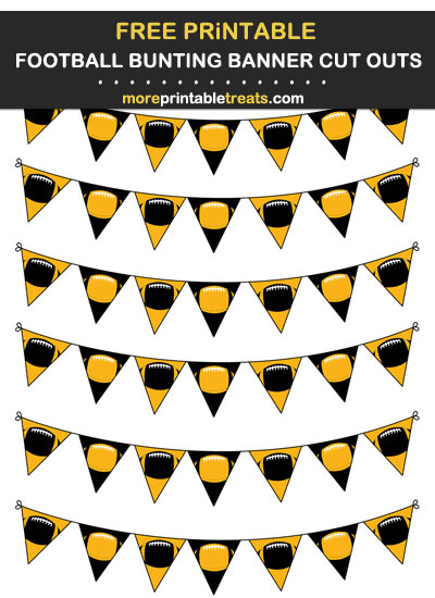 Free Printable Black and Yellow Football Bunting Banners Cut Outs - Go Steelers!