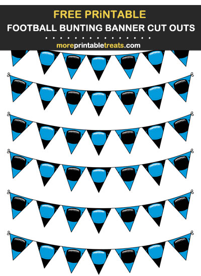 Free Printable Blue, Black, and Silver Football Bunting Banners Cut Outs - Go Panthers!