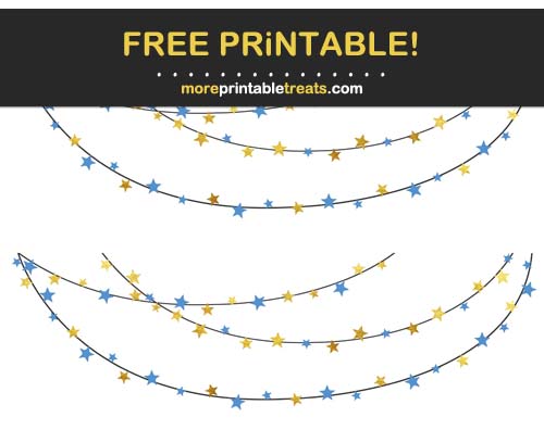 Free Printable Blue and Gold Star Bunting Banner Cut Outs