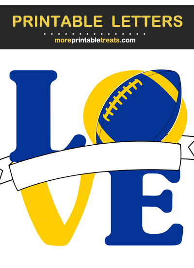 Free Printable Blue, Gold, and Yellow Love Football Label