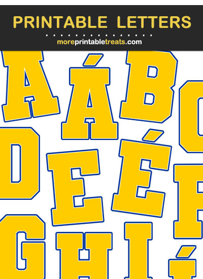 Free Printable Large Blue, Gold, Yellow Varsity Letters