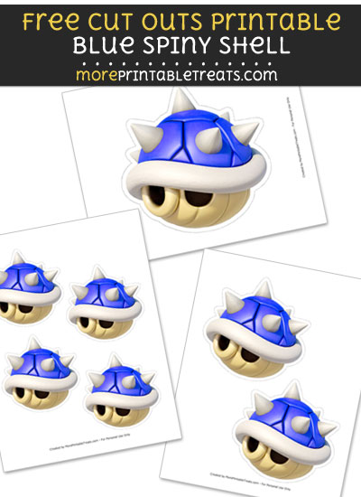 Free Blue Spiny Shell Cut Out Printable with Dotted Lines - Mario Kart