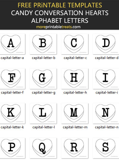 candy conversation hearts alphabet letter templates