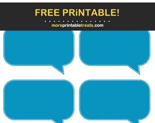 Free Printable Cerulean Blue Rectangle Speech Bubble Labels