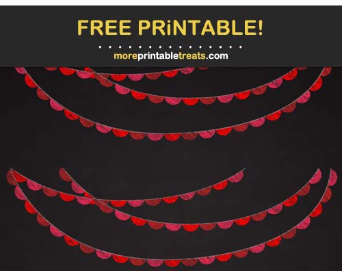 Free Printable Chalk-Style Red Scalloped Bunting Banner Cut Outs