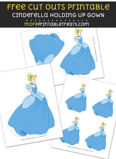 Free Cinderella Holding Up Gown Cut Out Printable with Dotted Lines - Cinderella