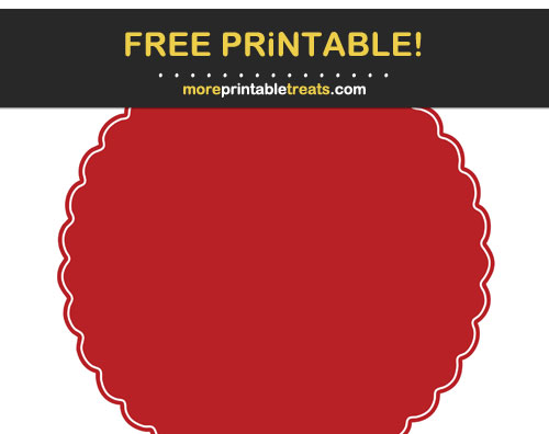 Free Printable Crimson Red Scalloped Circle