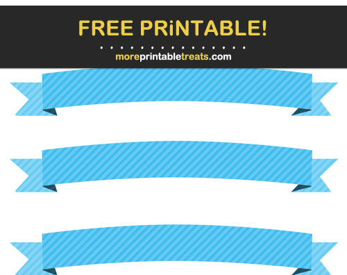 Free Printable Deep Sky Blue Tinted Striped Ribbon Banners