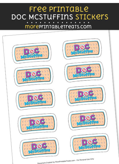 FREE Doc McStuffins Bandaid Logo Stickers to Print at Home