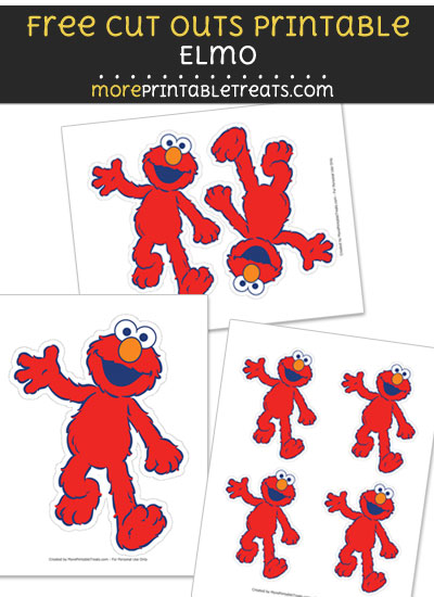 Free Elmo Cut Out Printable with Dashed Lines - Sesame Street