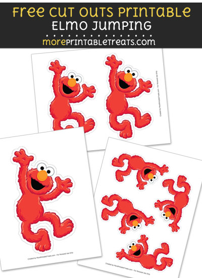 Free Elmo Jumping Cut Out Printable with Dashed Lines - Sesame Street