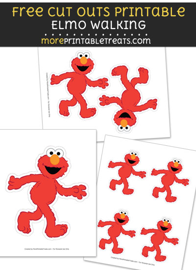 Free Elmo Walking Cut Out Printable with Dashed Lines - Sesame Street