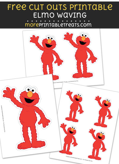 Free Elmo Waving Cut Out Printable with Dashed Lines - Sesame Street